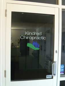 Vinyl cut lettering and logo